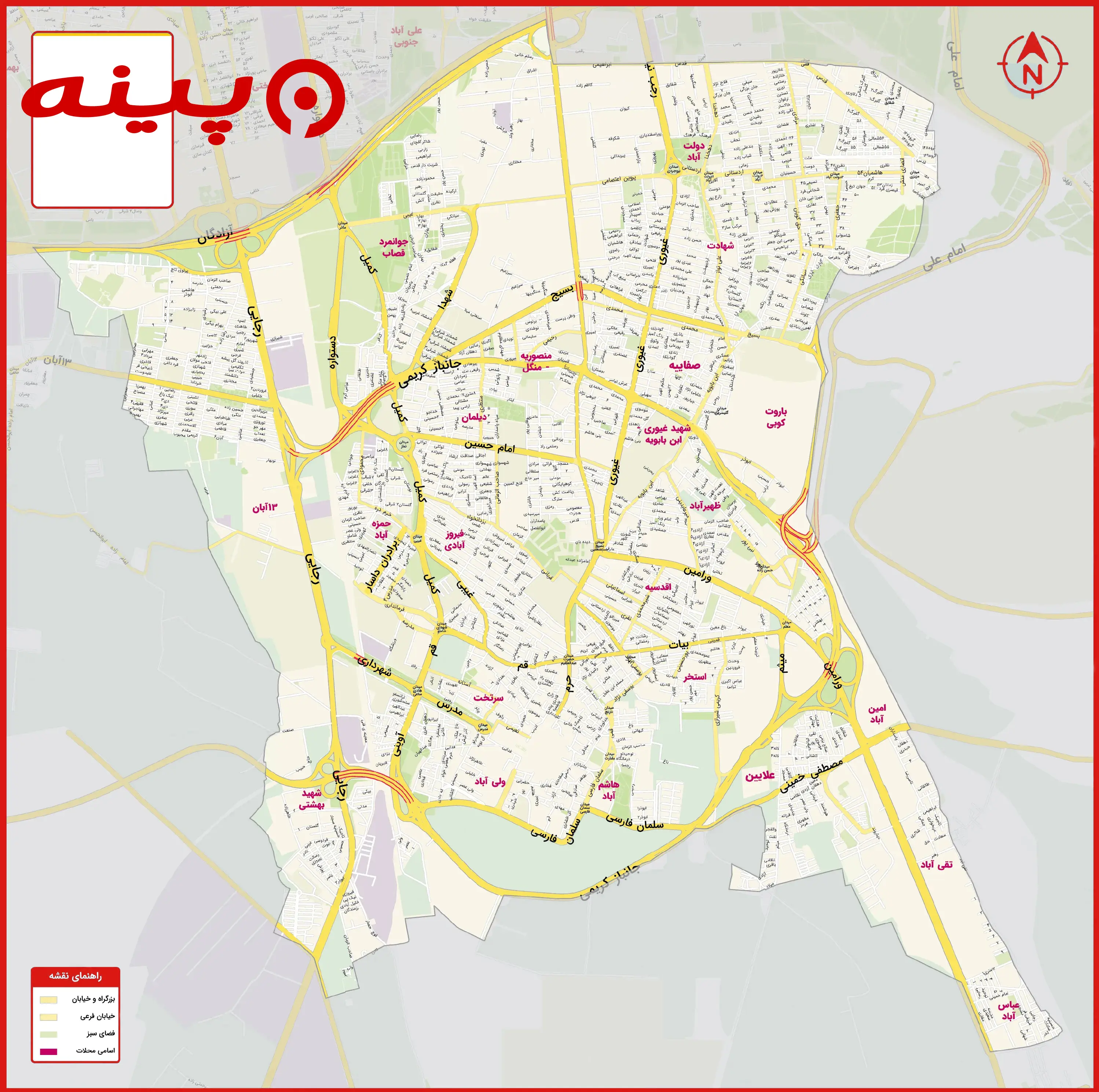 نقشه منطقه 20 تهران